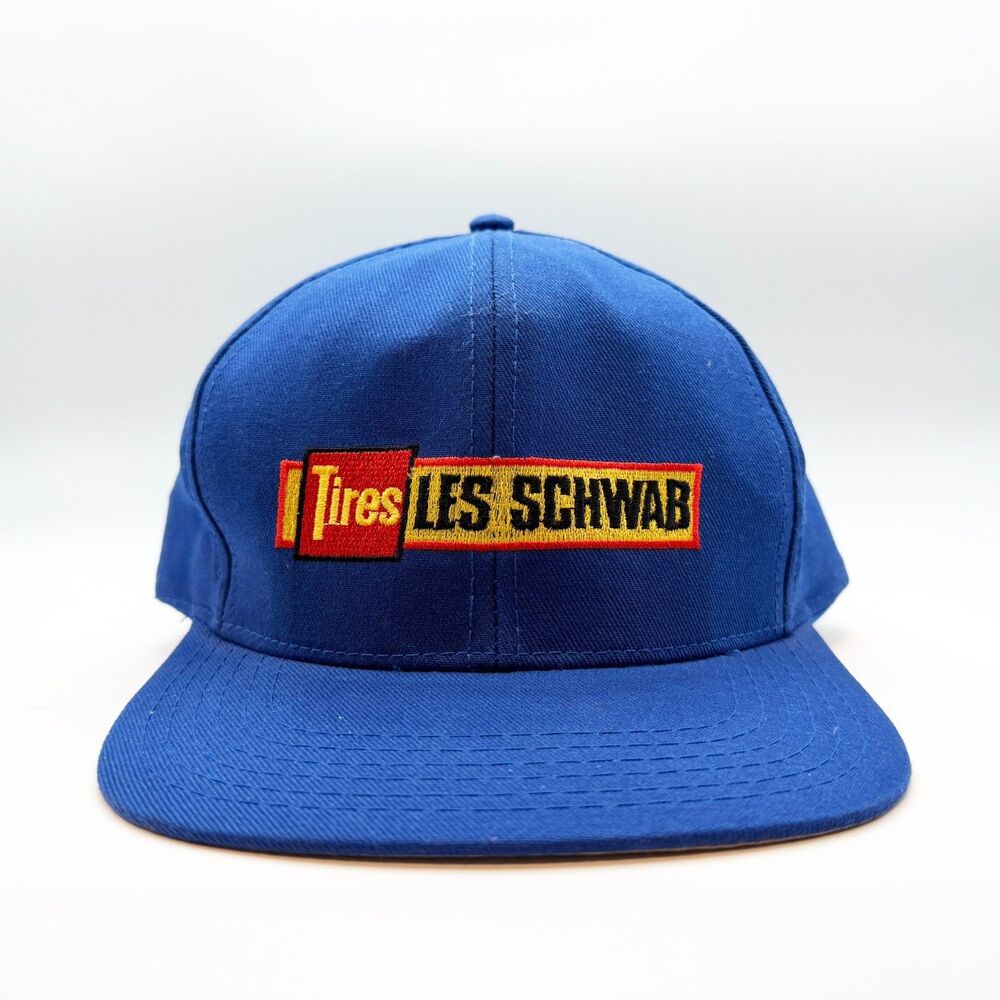 Vintage 90s Richardson Les Schwab Tires Snapback Hat Blue